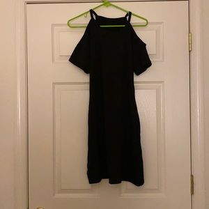 Black peek-a-boo shoulder dress